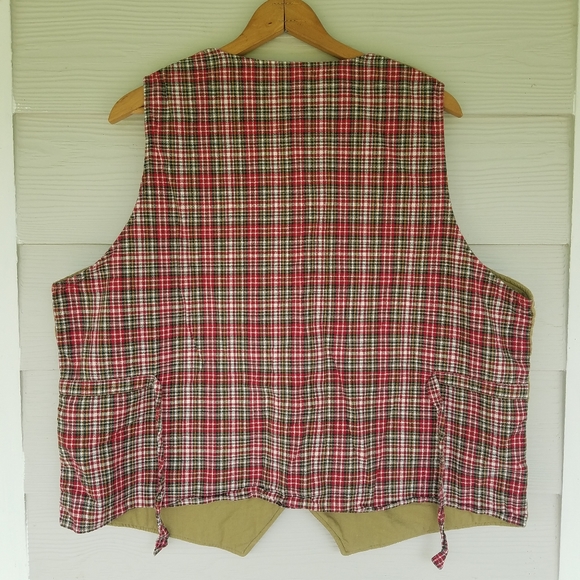 Vintage Christmas Vest Button Front Corduroy Quilted Plaid Back Holiday Vest - Picture 10 of 10